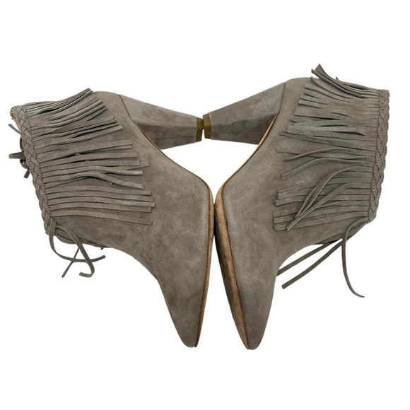 Anine Bing Irmelin Gray Suede Fringe Casual Booties Southwestern Boho Women’s 39 - Picture 12 of 15